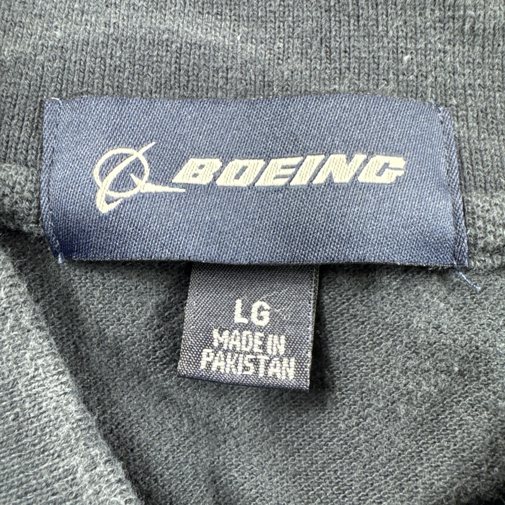 Boeing 777 Polo Mens L Blue Embroidered Airplane Short Sleeve Golf Shirt Preppy - Picture 5 of 8